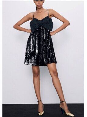 Zara Bow Sequins Dress